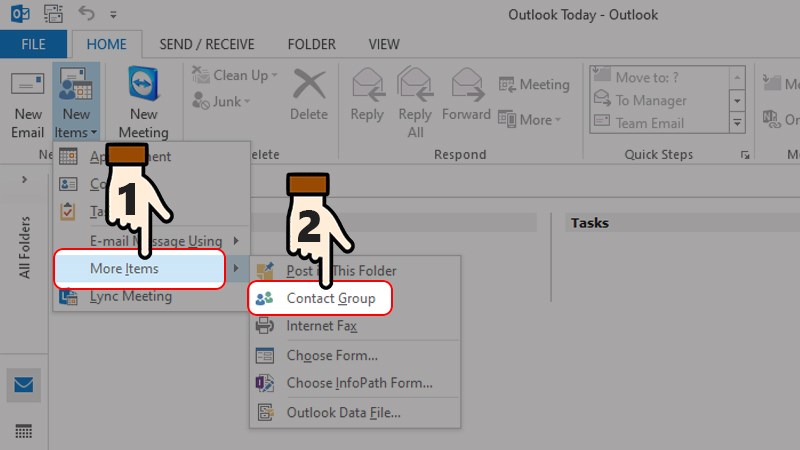 Nhấn chọn More Items > Chọn Contact Group